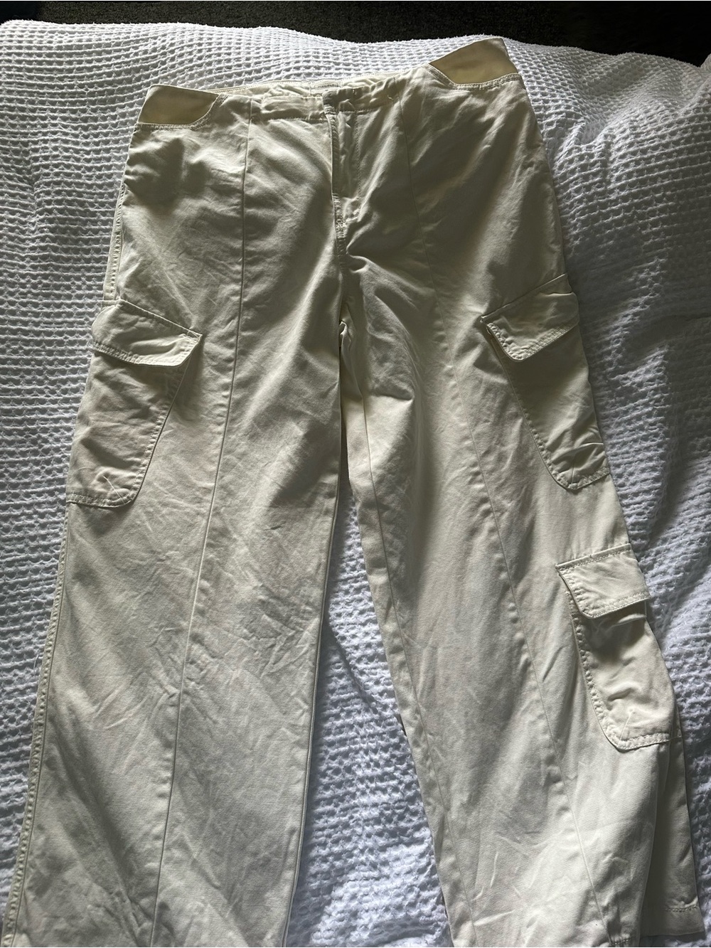 Women's Cream Cargo Pants - Classic Utility Style